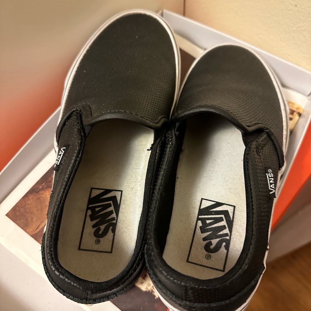 Vans black Slip-On Perf Leather Shoe - Picture 6 of 10